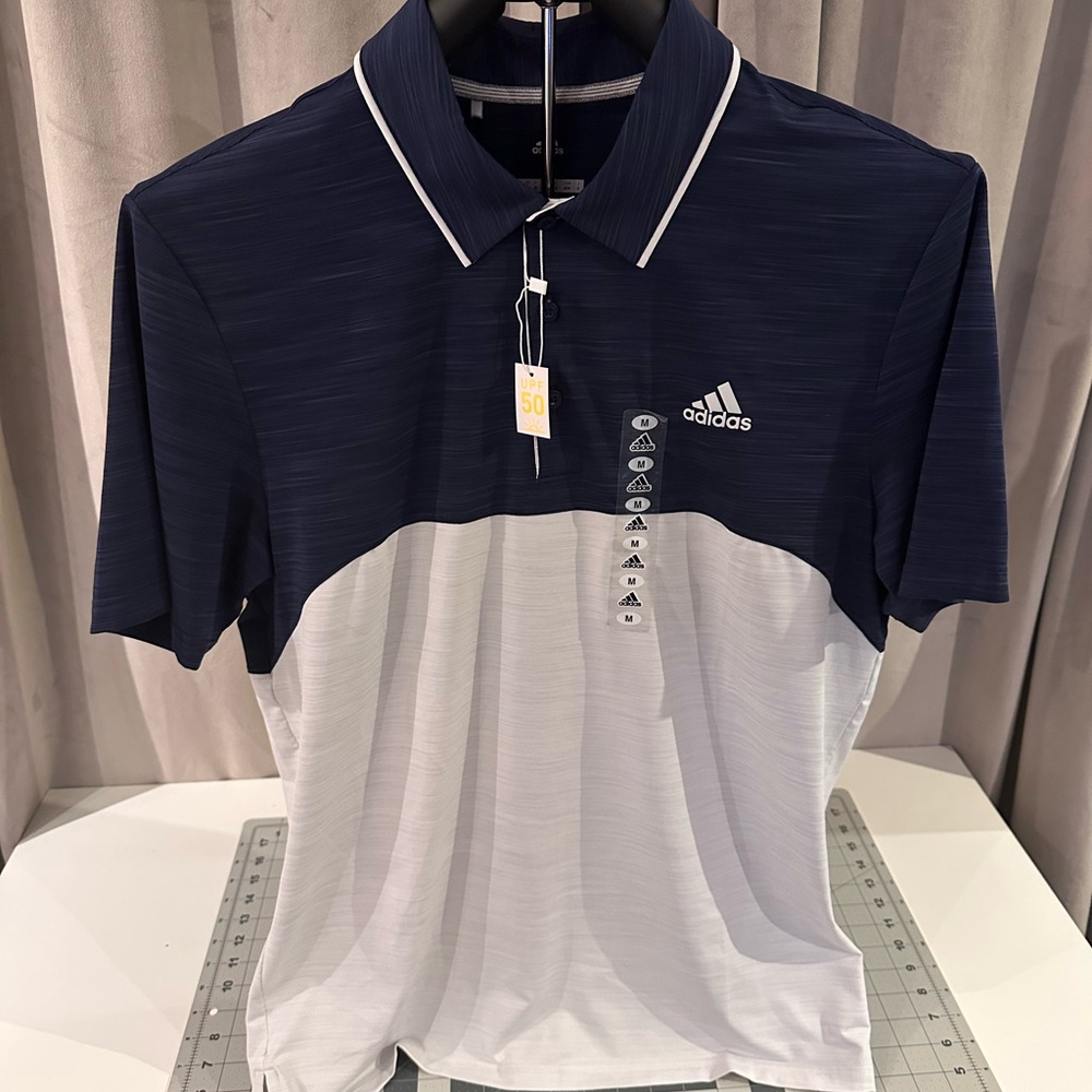 NWT Adidas Men's Polo Shirt in Navy and Light Gray